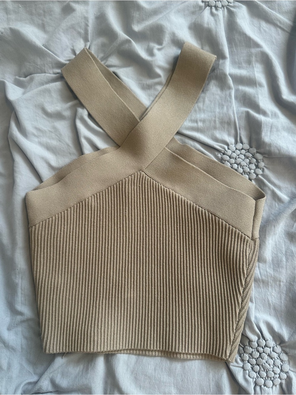 Babaton Beige Ribbed Crossback Tank - Picture 2 of 3